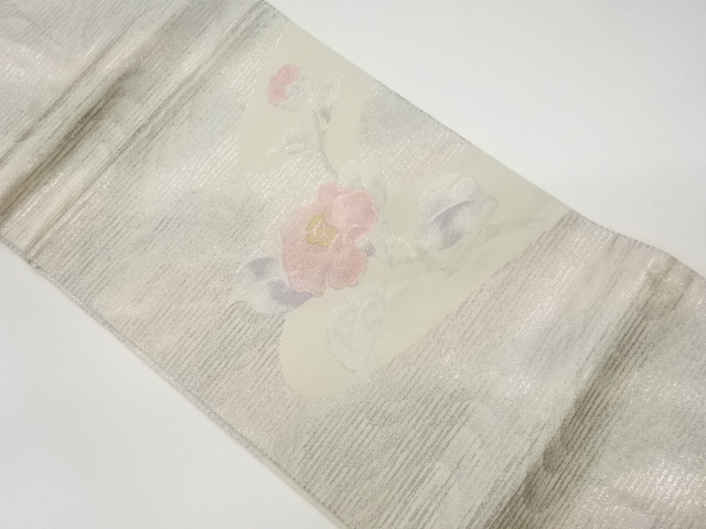 リサイクル　波に椿模様織出し名古屋帯